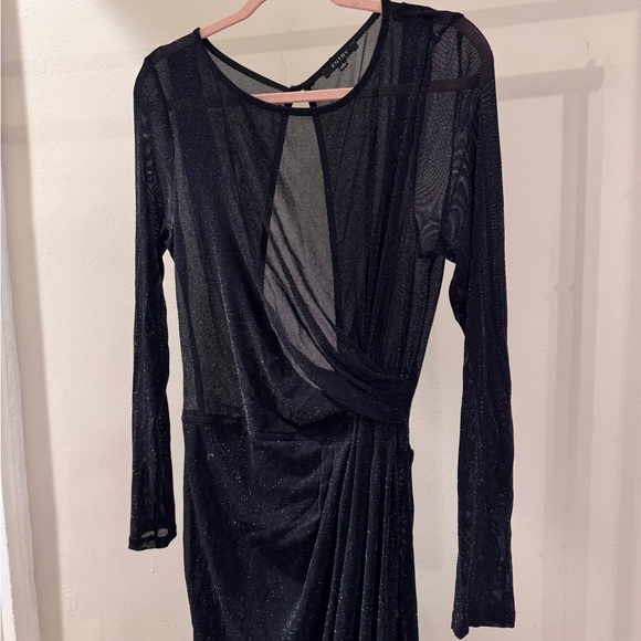 Elegant Sheer Backless Black Long Sleeve Gown - Picture 2 of 2